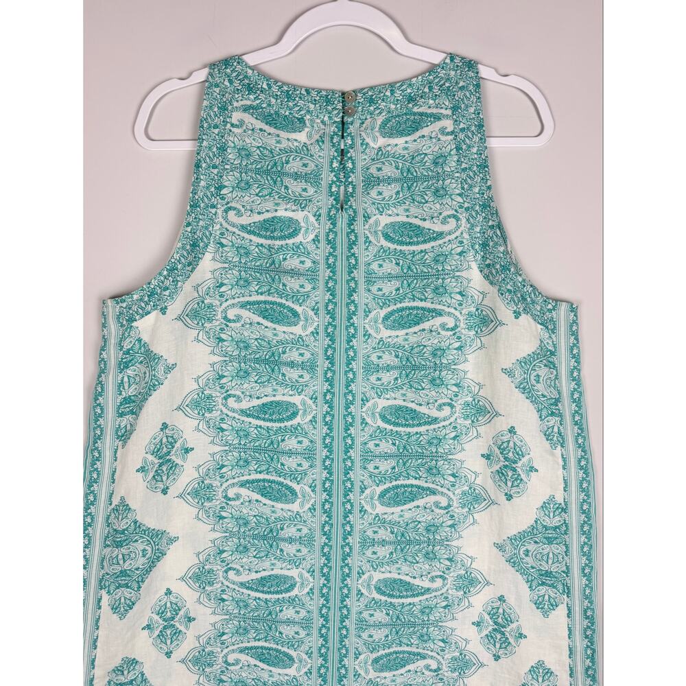 J. Jill Love Linen Aqua Paisley Dress Large Beachy Resortwear Boho Chic NWT - Picture 7 of 11